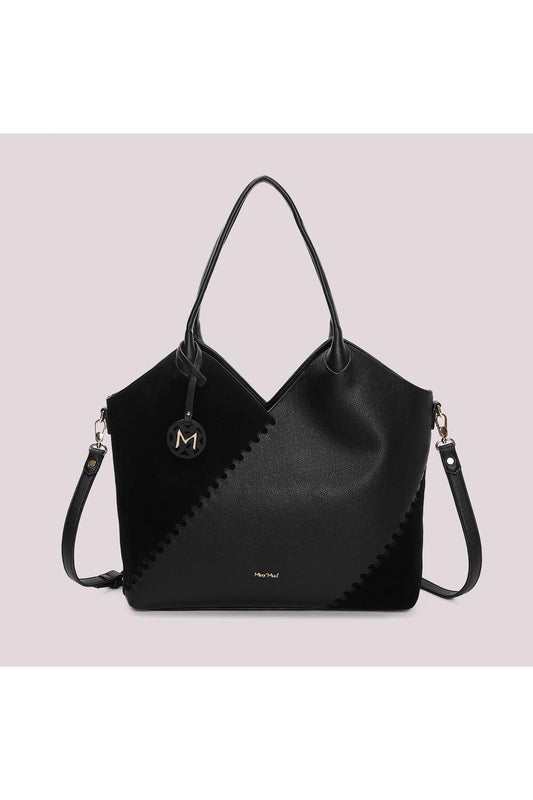 MIMI' MUA' - Borsa shopping con patch effetto camoscio