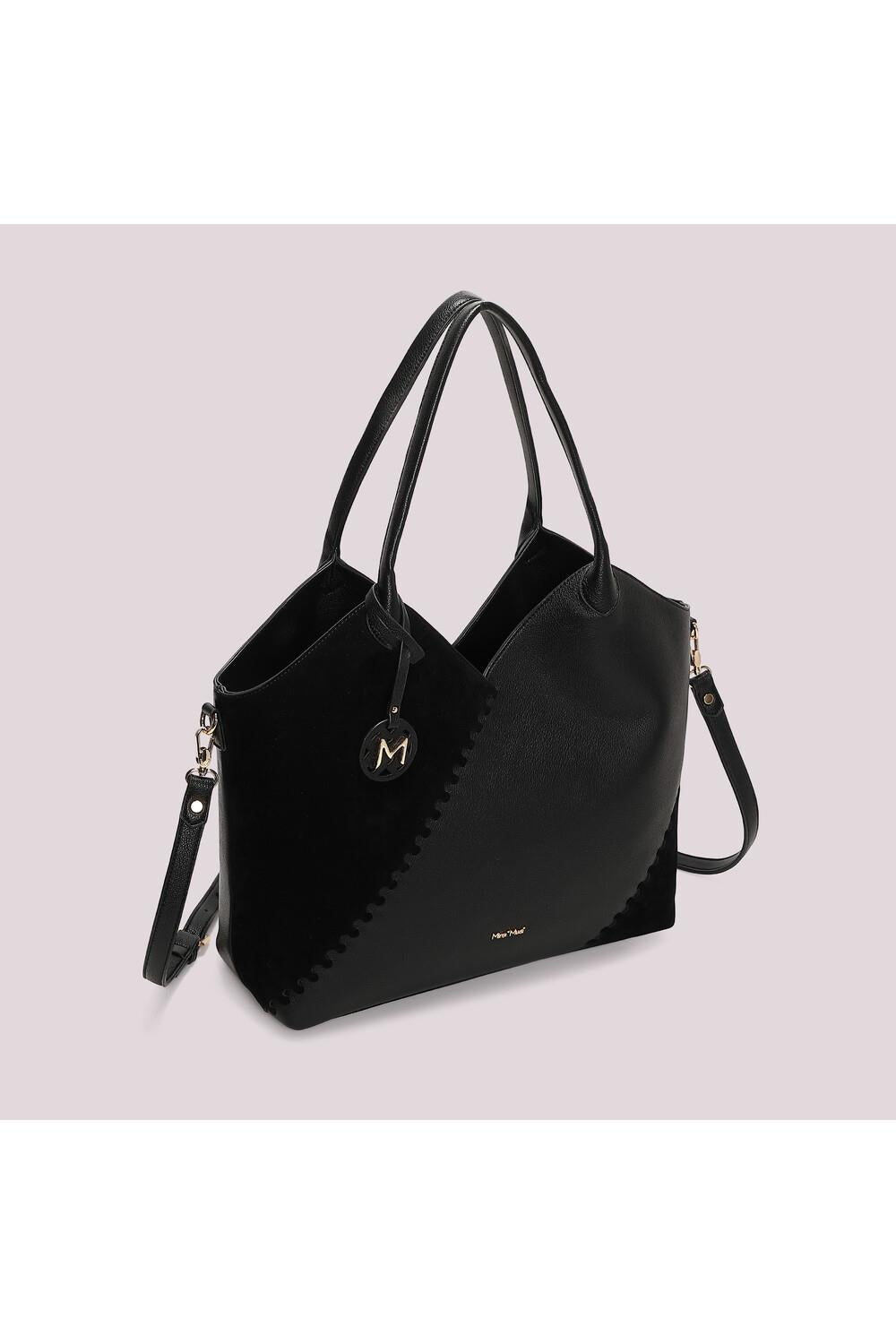 MIMI' MUA' - Borsa shopping con patch effetto camoscio