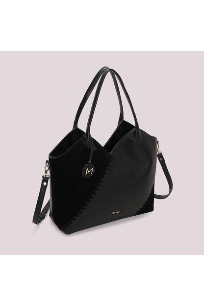 MIMI' MUA' - Borsa shopping con patch effetto camoscio