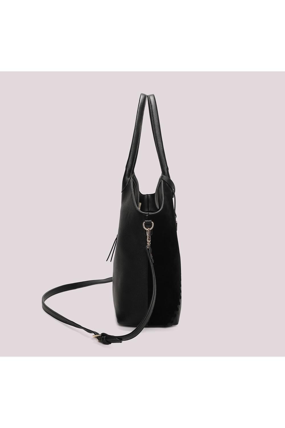 MIMI' MUA' - Borsa shopping con patch effetto camoscio