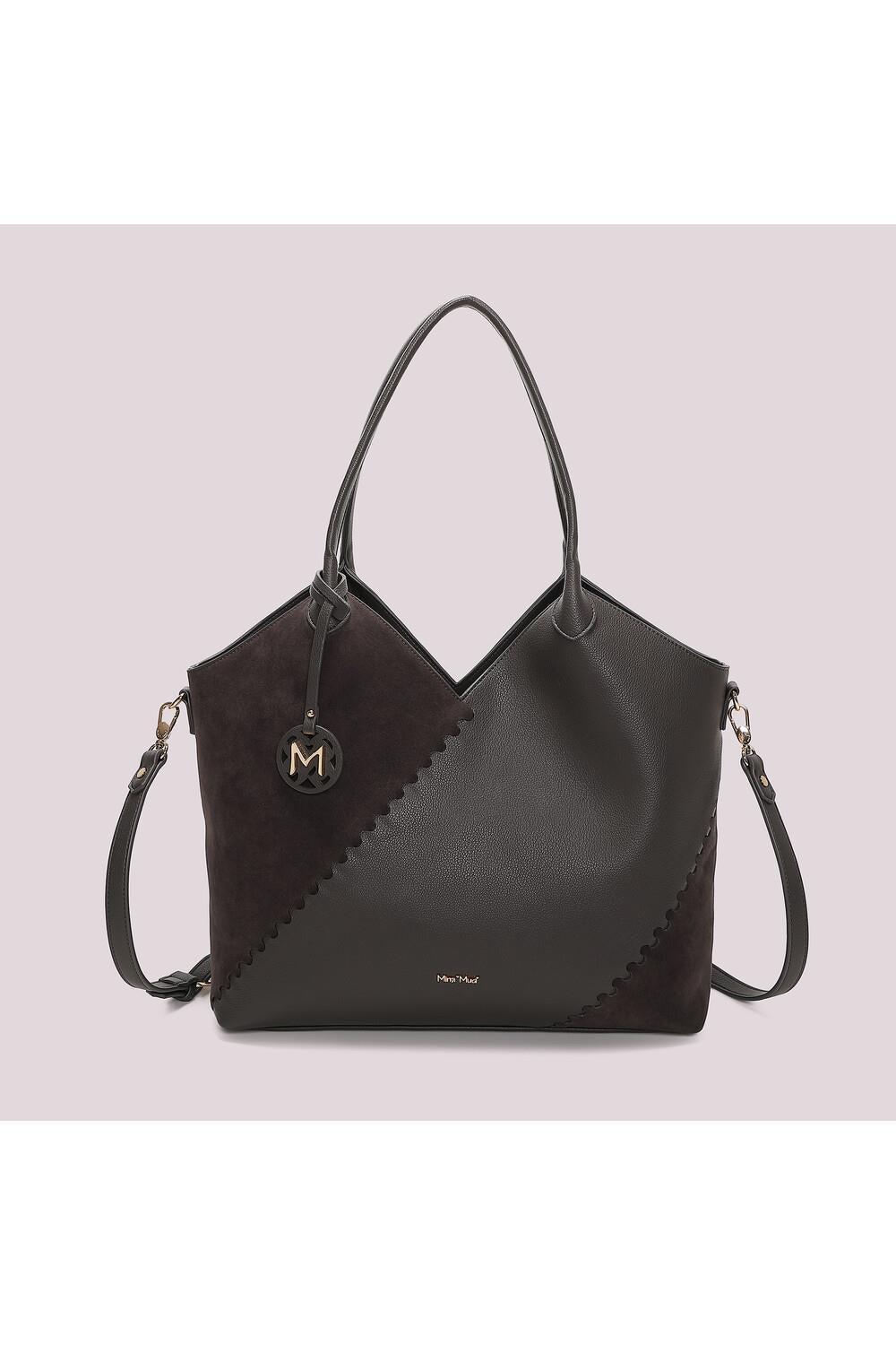 MIMI' MUA' - Borsa shopping con patch effetto camoscio