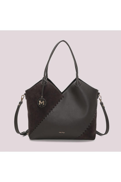 MIMI' MUA' - Borsa shopping con patch effetto camoscio