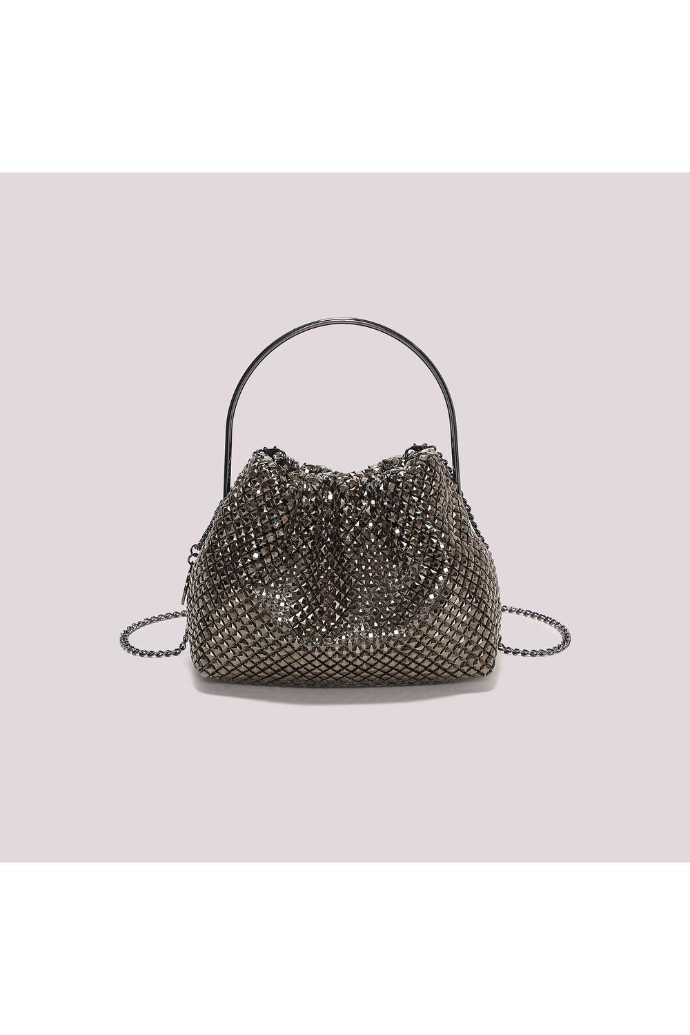 MIMI' MUA' - Borsa morbida di strass con manico rigido