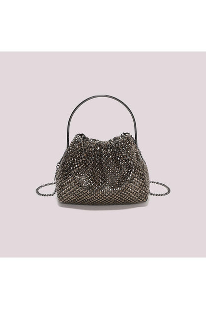 MIMI' MUA' - Borsa morbida di strass con manico rigido