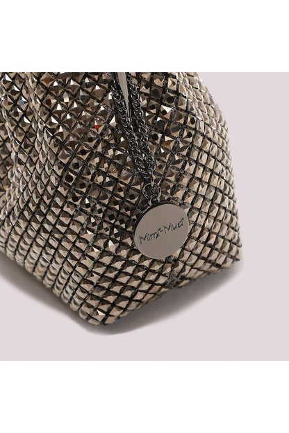 MIMI' MUA' - Borsa morbida di strass con manico rigido