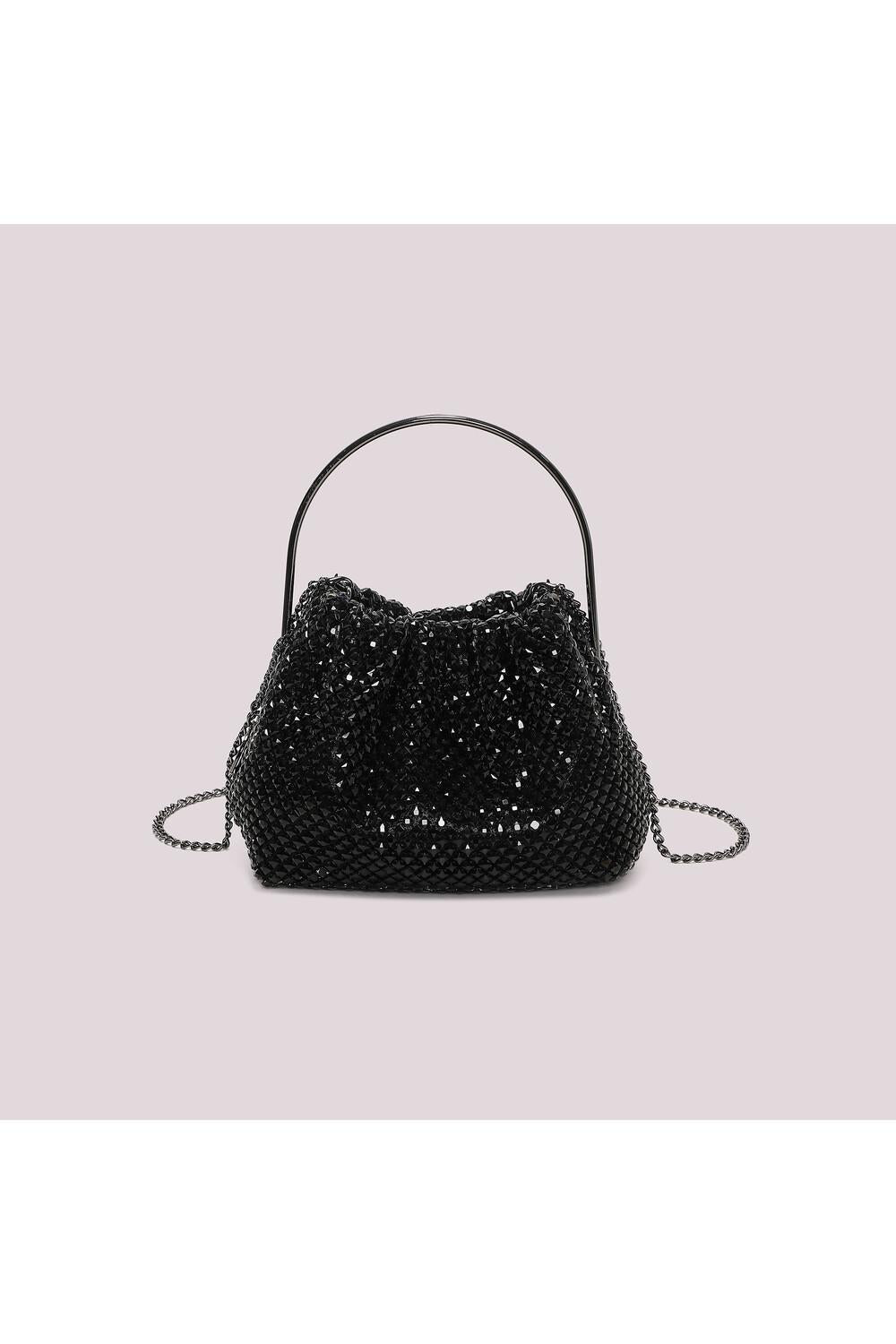 MIMI' MUA' - Borsa morbida di strass con manico rigido