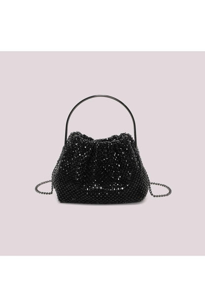 MIMI' MUA' - Borsa morbida di strass con manico rigido