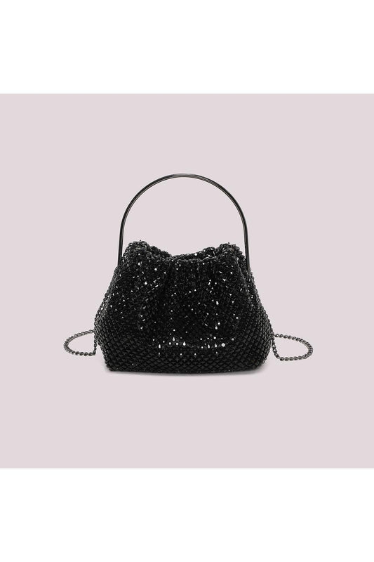 MIMI' MUA' - Borsa morbida di strass con manico rigido