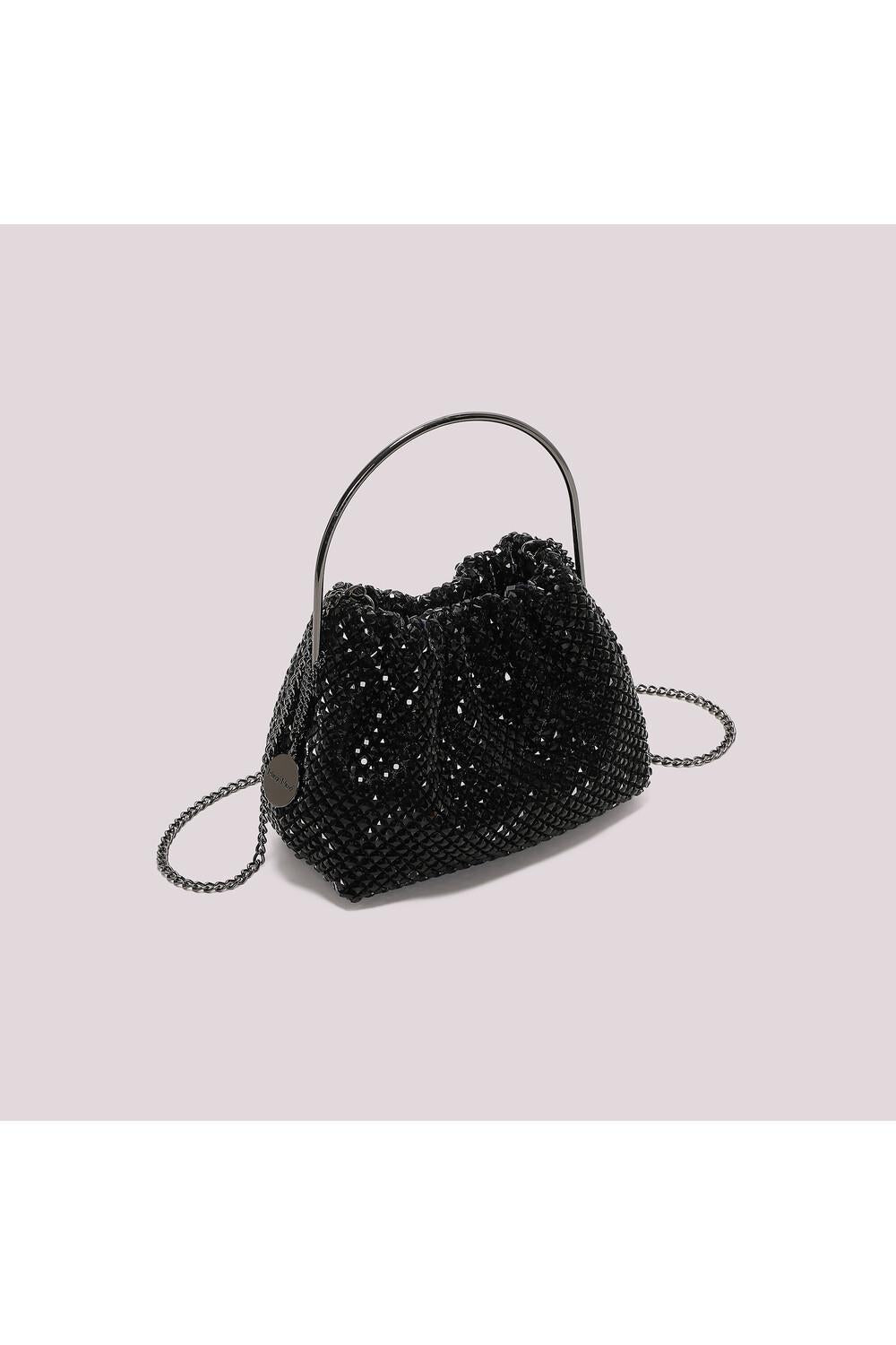MIMI' MUA' - Borsa morbida di strass con manico rigido