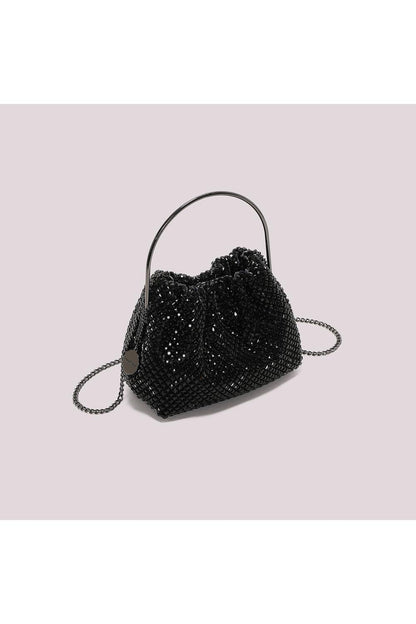 MIMI' MUA' - Borsa morbida di strass con manico rigido