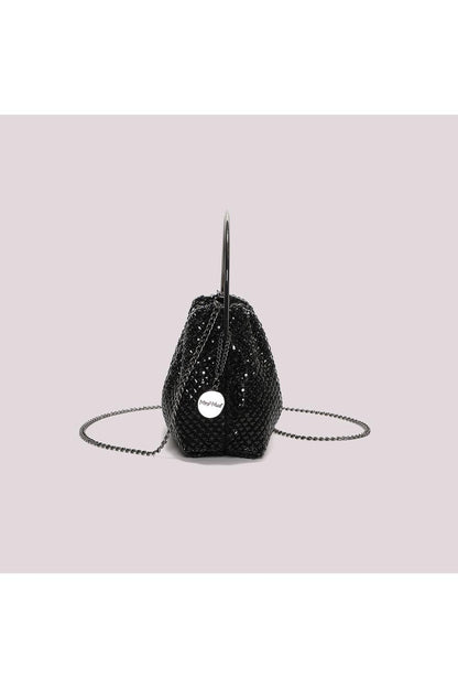 MIMI' MUA' - Borsa morbida di strass con manico rigido