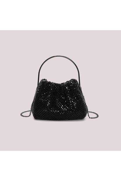 MIMI' MUA' - Borsa morbida di strass con manico rigido