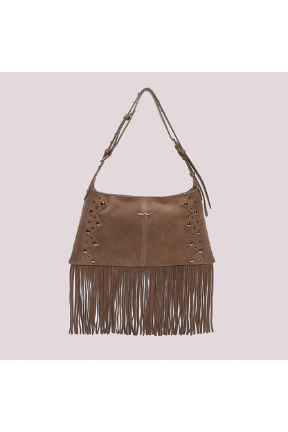 MIMI' MUA' - Borsa a tracolla con frange e borchie