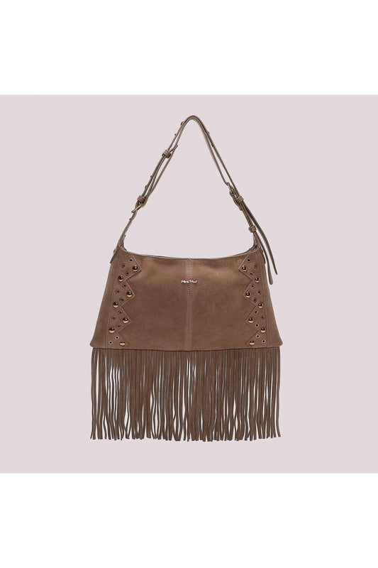 MIMI' MUA' - Borsa a tracolla con frange e borchie