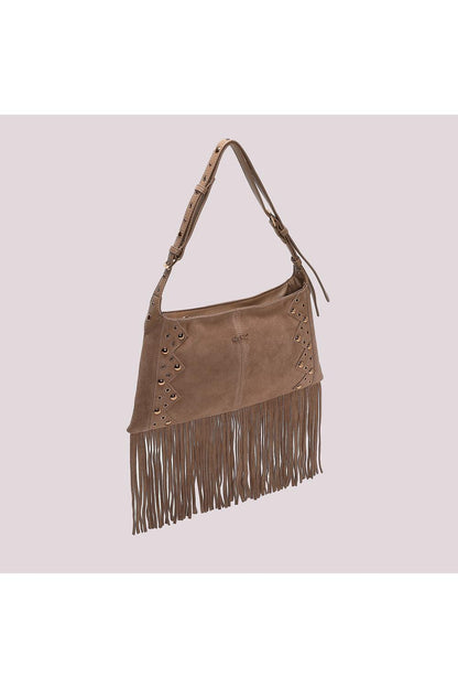 MIMI' MUA' - Borsa a tracolla con frange e borchie
