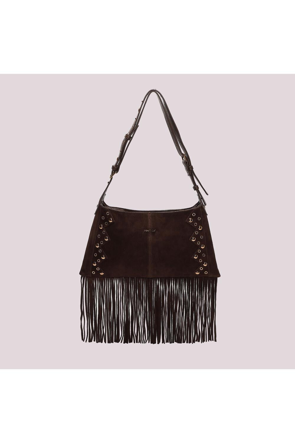 MIMI' MUA' - Borsa a tracolla con frange e borchie