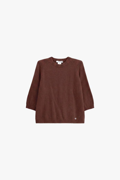 PLEASE - Maglione girocollo maniche 3/4 tinta unita