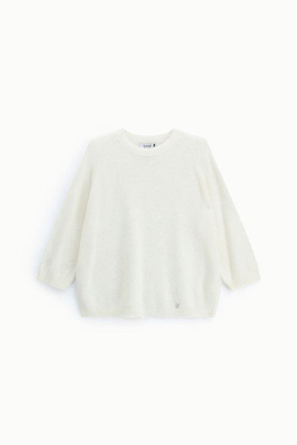 PLEASE - Maglione girocollo maniche 3/4 tinta unita