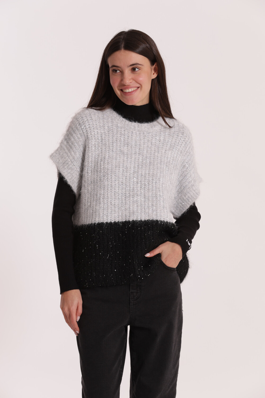 MIMI' MUA' - Maglia over maniche corte bicolor