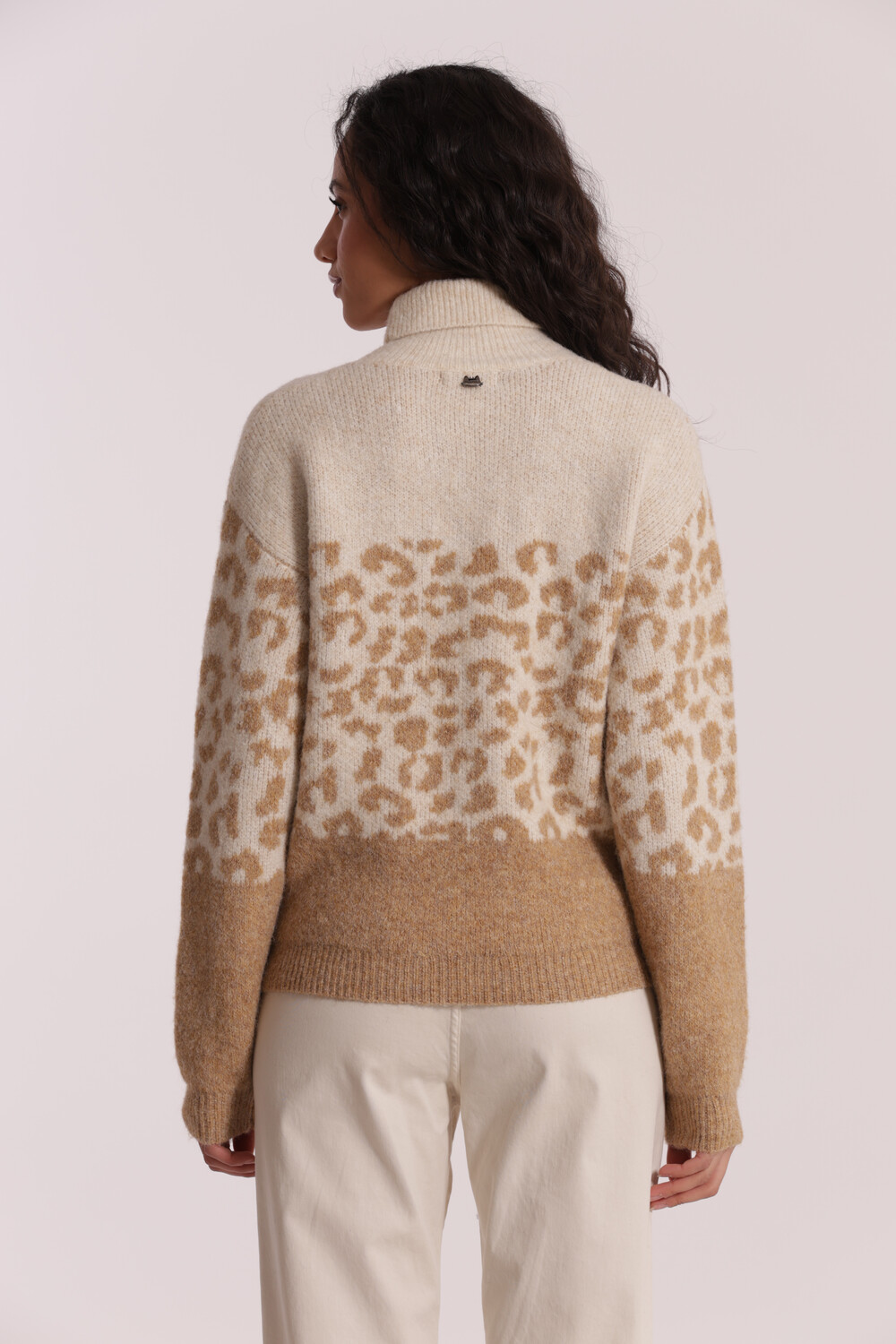 MIMI' MUA' - Maglia dolcevita animalier bicolor