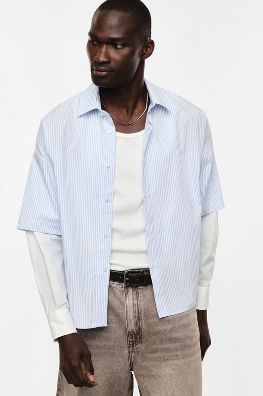 IMPERIAL - Camicia a righe con maniche sovrapposte