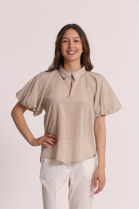 MIMI' MUA' - Blusa a righe con maniche a palloncino