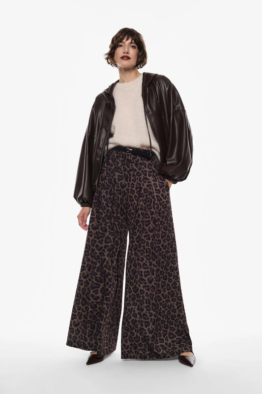 IMPERIAL - Pantalone palazzo con stampa animalier